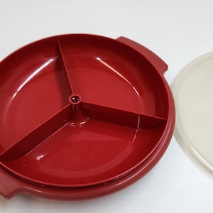 Vintage Tupperware party serving Tray with divided sections with a lid