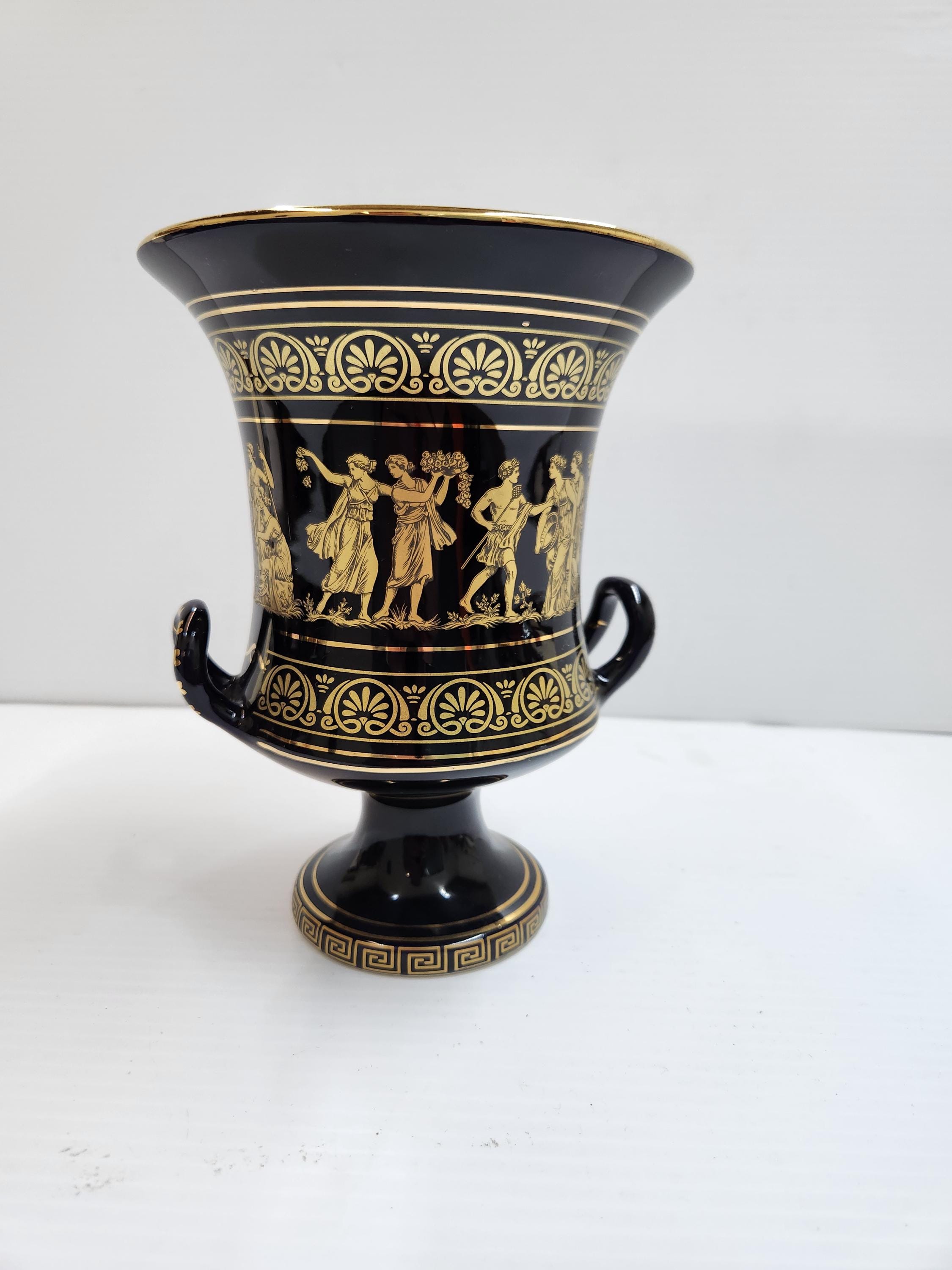 Spyropoulos Handmade Cobalt Blue With 24k Gold Trim Vase - Etsy