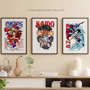 Anime Set of 3 Poster Prints Bundle, home decor Poster, Wall Art, Wanted Poster, Instant download, Anime  pack of 3 print bundle, home decor