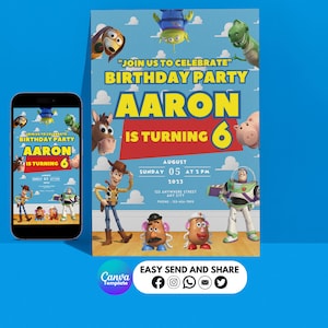 Editable Toy Story Birthday Invitation: Woody and Buzz (Digital File)
