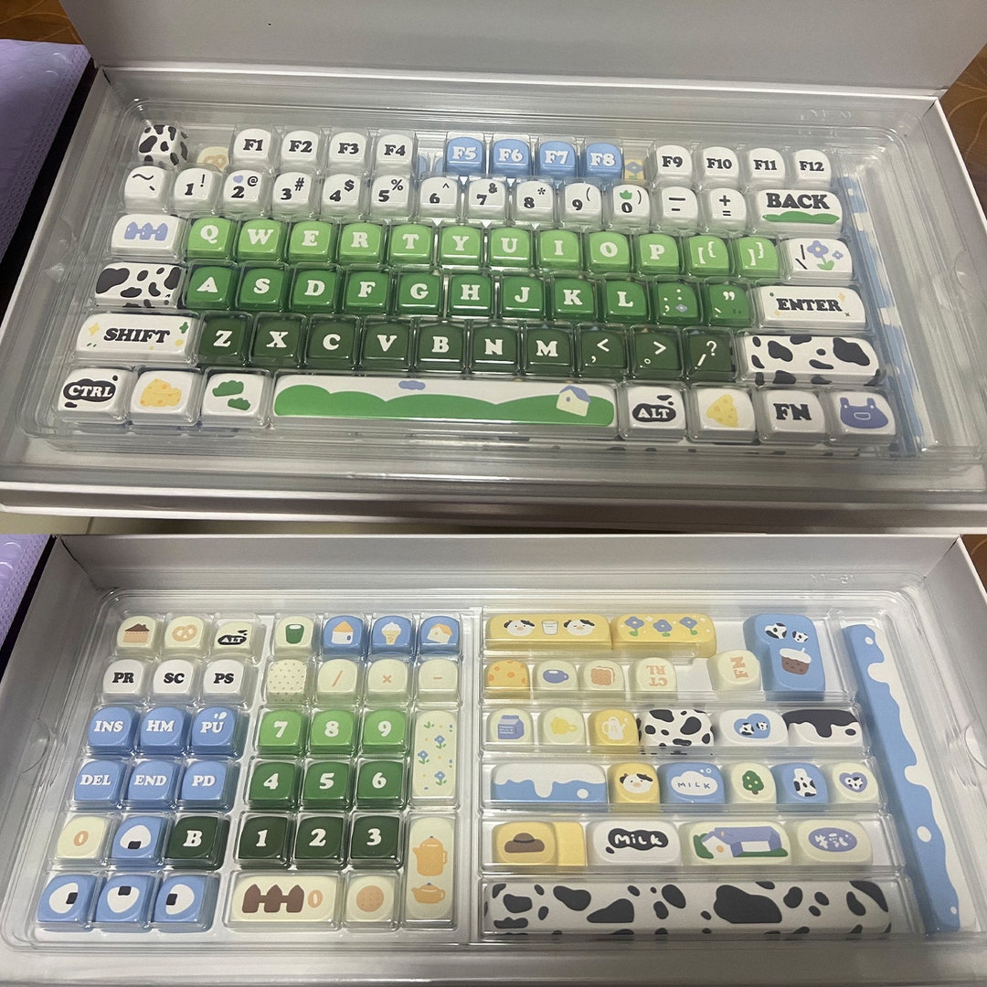 Cute Cow Keycaps PBT Keycap Set for Mechanical Keyboards Etsy