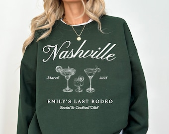 Custom Bachelorette Bride Bridesmaid Oversized Sweatshirt, Personalized Name and Venue Crewneck Sweater, Western Country Nashville Wedding