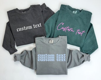 Custom Sweatshirt,Custom Comfort Colors Sweatshirt,College Letters Crewneck,Personalized Comfort Colors, Custom Text,Retro Vintage Pullover