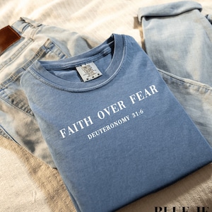 Comfort Colors Faith Over Fear T-shirt, Bible Verse Comfort Colors Shirt, Aesthetic Jesus Lover Tee, Minimalistic Christian Apparel Gift