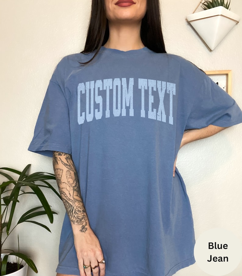 Custom Your Text Comfort Colors Shirt, Custom oversized shirt, Personalized comfort colors tee, Your custom text here t-shirt, Custom design image 3