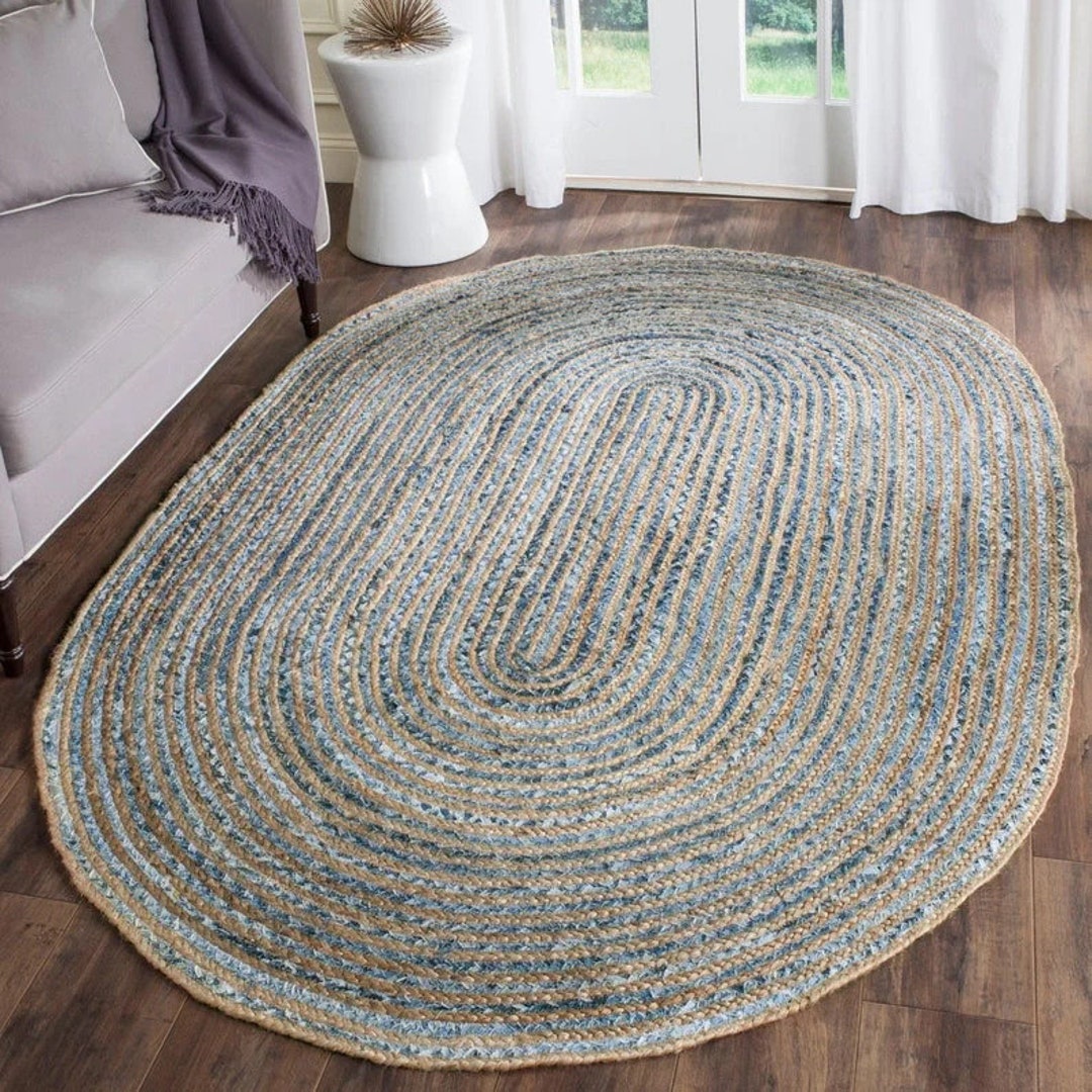 Denim Jute Oval Rug, Denim Rag Rug Blue, Denim Jute Rug | Oval Home ...