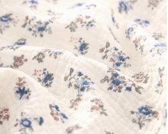 Double Cotton Gauze Fabric, Floral Printed Cotton Fabric, Double Cotton Crinkled Fabric, Baby Kids Muslin Gauze, By The Half Meter