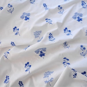 Floral Embroidered Cotton Fabric,Quilting Fabric,Designer Fabric,Floral Cotton Fabric,Embroidered Fabric,Dress Fabric,By the Half Meter