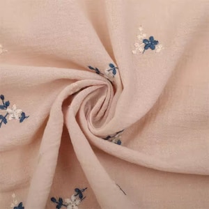 Daisy Embroidered Fabric, Cotton Embroidered Flower Fabric, Summer Dress Fabric, Japanese Fabric, Soft Fabric, By the Half Meter