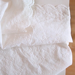 White Lace Floral Fabric, Wedding Fabric, Floral Embroidered Fabric, Crochet Cotton Fabric, Bridal Gown Fabric, By the Half Meter