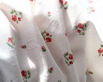 Rose Cotton Fabric, Jacquard Floral Fabric, Rose Floral Printed Fabric, Quilting Fabric, Designer Fabric, Soft Fabric, By the Half Meter