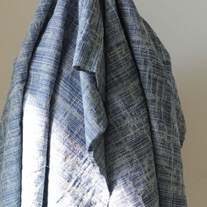 Old Line Jacquard Washed Denim Fabric, Vintage Jeans DIY Fabric, Blue Cotton Denim Fabric, Striped  Denim Fabric, By the Half Meter