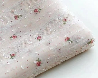 Geborduurde rozenstof, kant chiffon stof, gehaakte bloemenstof, bruiloftsstof, bekledingsstof, zomerjurkstof, per halve meter