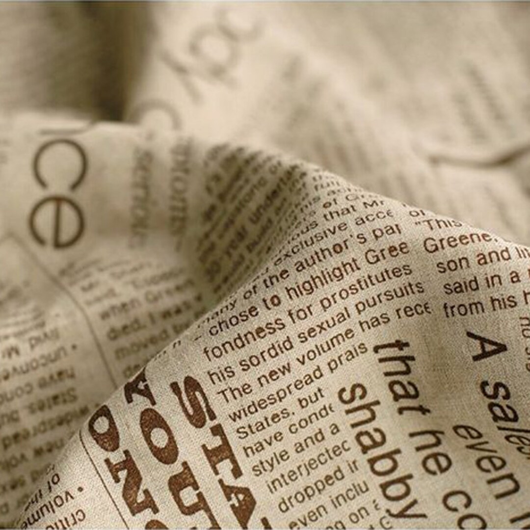 Retro Vintage Newspaper Fabric Newspaper Print Fabric Cotton Etsy