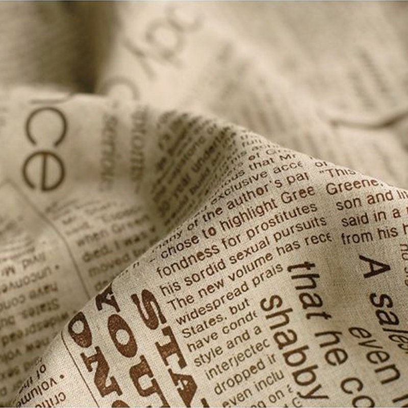 Cotton Newspapers Newsprint Clippings Articles Poetry Quotes Phrases Words  Wonder Story Gray Cotton Fabric Print by the Yard D506.48 