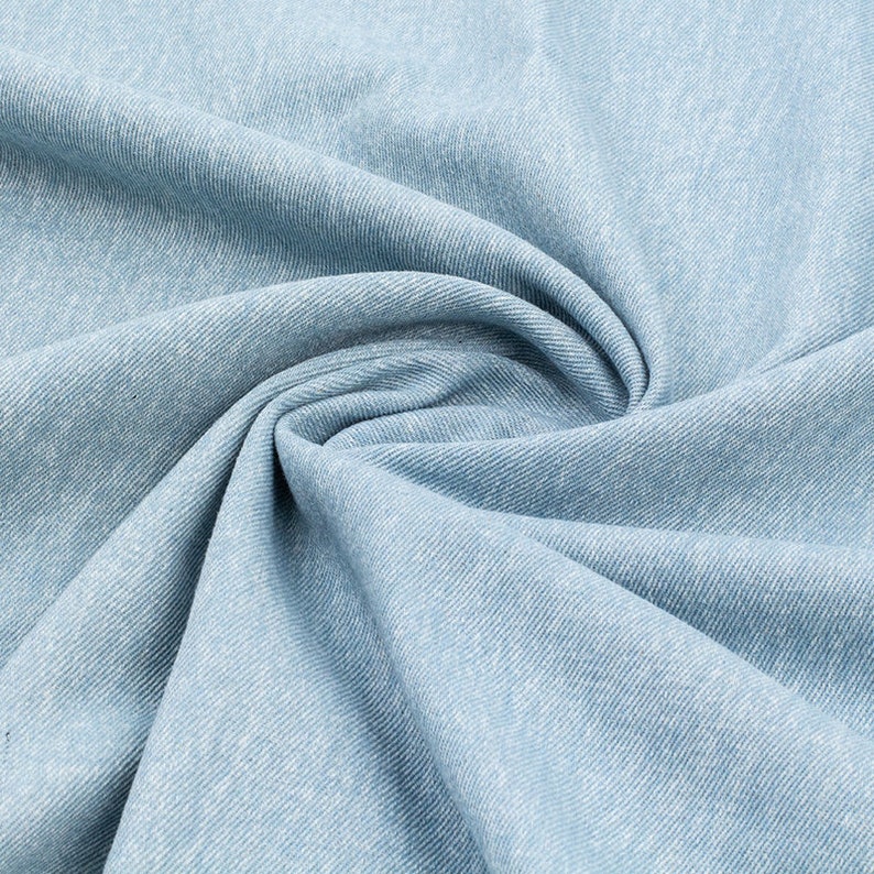 Tessuto denim lavato, Tessuto denim di cotone, Denim pesante, Tessuto denim morbido, Denim azzurro antico, Tessuto jeans, Mezzo metro immagine 2