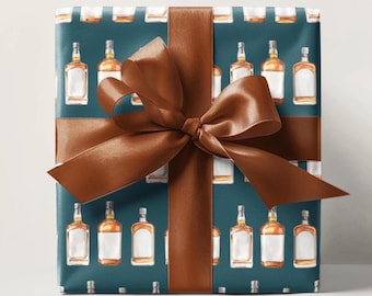 Papier d'emballage de bouteille de whisky bourbon, emballage cadeau pour la fête des pères