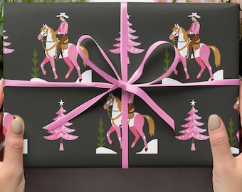 Western Cowboy Christmas Wrapping Paper Fun Christmas Wrap, Cute Christmas Wrapping