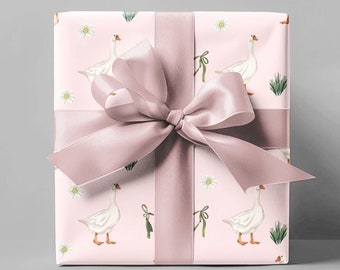 Pink Goose Wrapping Paper Roll, Baby Shower Wrapping Paper, Birthday Gift Wrap, Pink Wrapping Paper, Gift Wrap Paper Roll, Cute Goose Wrap