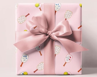 Pickleball Wrapping Paper Roll, Gift Wrap Pickleball, For Her Gift Wrap, Designer Pink Birthday Wrapping Paper