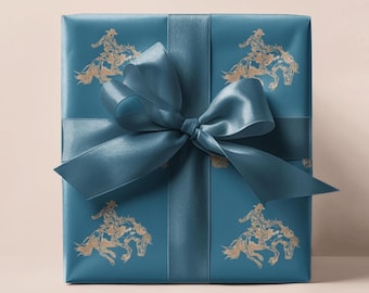 Azure Rodeo Cowboy Wrapping Paper, Western Gift Wrap