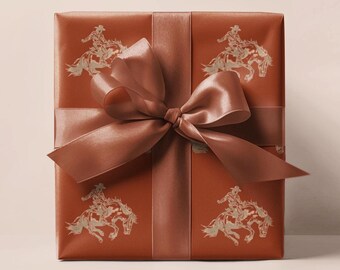 Terracotta Rodeo Cowboy Wrapping Paper, Western Gift Wrap