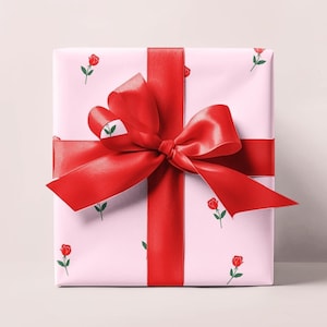 Roses Wrapping Paper Roll, Pink Gift Wrap Paper, Roses Gift Wrap Paper Roll, Bridal Shower Wrapping Paper, Birthday Gift Wrap, Thick Wrap