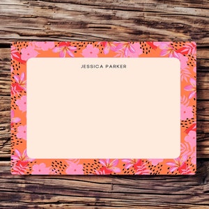 Floral Personalized Stationery Set with Envelopes, Thank You Stationery, Notecard Stationery, Personalized Gift For Her, Cute Stationery