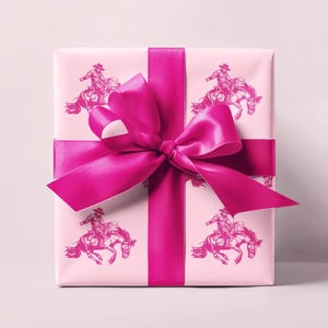 Pink Rodeo Cowboy Western Wrapping Paper Roll, Cowgirl Wrapping Paper, Birthday Wrapping Paper, Shower Wrapping Paper, Gift Wrap For Her
