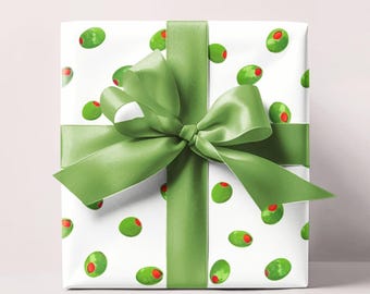 Martini-olijven inpakpapier, leuk inpakpapier, verjaardagscadeaupapier, cadeauverpakking vakantie, inpakpapier bruiloft, cadeaupapier vrijgezellenfeest