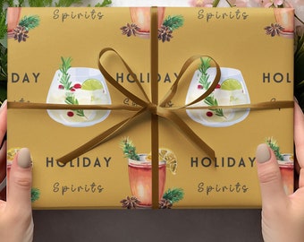 Papel de embrulho para coquetéis natalinos, design de bebidas festivas