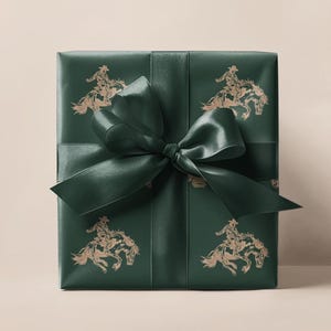 Dark Green Rodeo Cowboy Western Wrapping Paper Roll, Christmas Cowboy Wrapping Paper, Dark Green Wrapping Paper Christmas