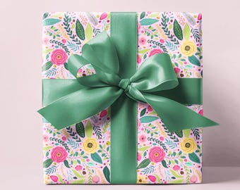 Pink Floral Wrapping Paper Roll,  Pink Gift Wrap, Wedding Wrapping Paper, Bridal Wrapping Paper, Girl Wrapping Paper, Cute Gift Wrap
