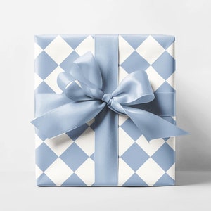 Rotolo di carta da regalo a scacchi blu, carta da regalo per lei, carta da regalo chic, carta da regalo preppy, carta da regalo per le feste, carta da regalo per matrimoni