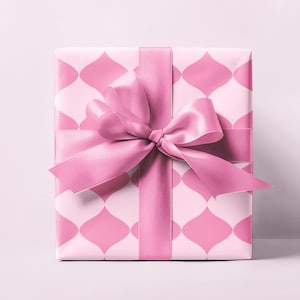 Pink Geometric Wrapping Paper Roll, Pink Christmas Wrapping Paper, Pink Birthday Gift Wrap, Pink Holiday Wrapping Paper, Retro Gift Wrap