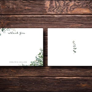 Eucalyptus Green Personalized Wedding Thank You Stationery Set With Envelopes, Newlywed Thank You, Engagement Gift, Couple Stationery, Gift