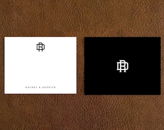 Personalized Monogram Stationery Set, Modern Minimalist Flat Cards, Business Thank You Card Set