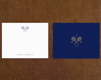 Personalized Tennis Stationery Set, Engagement Notecards, Wedding Thank You