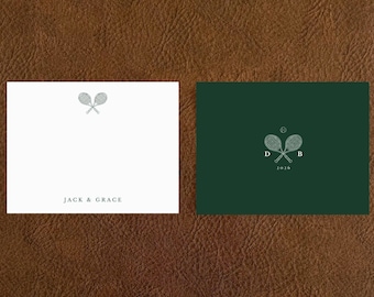 Personalized Tennis Stationery Set, Wedding Thank You Notecards