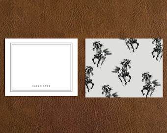 Watercolor Horse Stationery Set, Personalized Stationery, Equestrian Thank You Cards