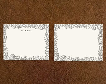 Personalized Wildflower Stationery Set, Whimsical Floral Notecards, Rustic Wedding Stationery