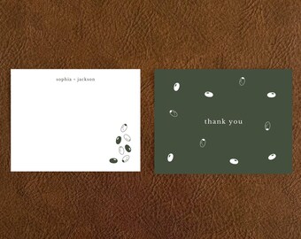 Martini Olive Wedding Thank You Notecard Set, Personalized Stationery