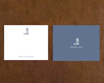 Western Cowboy Boot Stationery Set, Personalized Wedding Stationery, Coquette Notecards