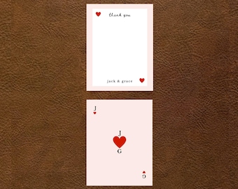 Custom Playing Card Stationery Set, Wedding Thank You Notes, Personalized Stationery