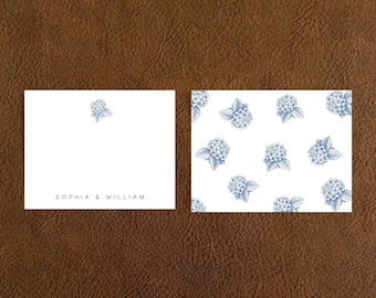 Hydrangea Stationery Set, Coastal Wedding Thank You Notecards