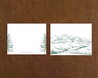 Mountain Wedding Couple Stationery Set With Envelopes
