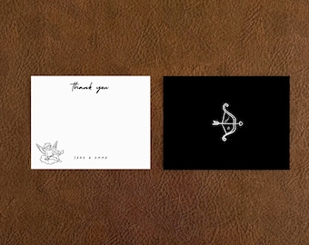 Cherub Couple Stationery, Personalized Wedding Thank You Cards