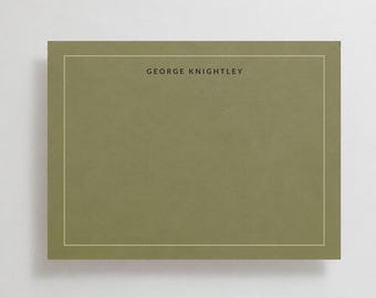 Classic Bronze Olive Monogrammatic Stationery, Personalized Thank You Cards, Custom Notecards, Gift for Men