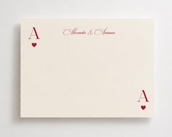 Playing Card Custom Stationery Set, Personalized Ace of Hearts Thank You Cards, Gift Ideas