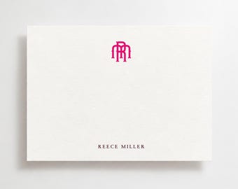 Electric Monogram Personalized Stationery, Bridal Party Gift, Bright Color Monogram Notecards, Present for Her